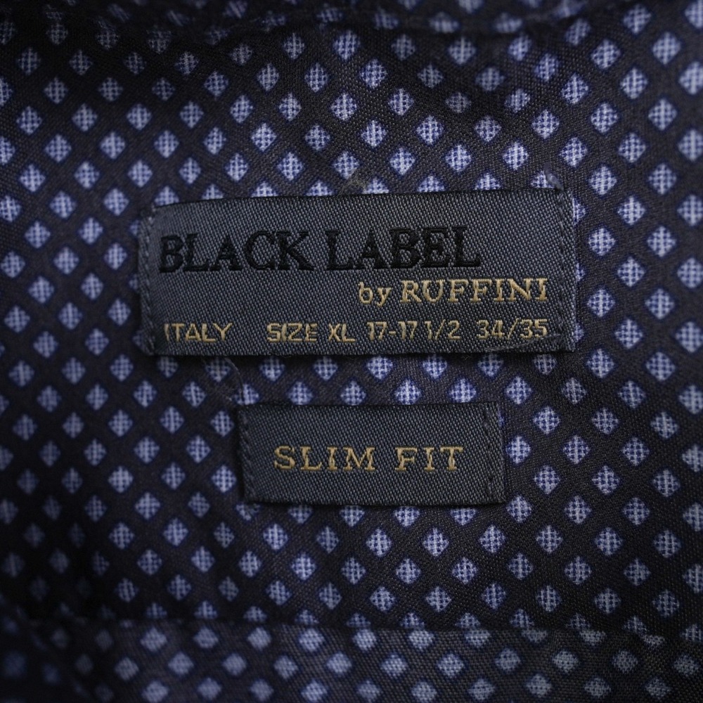 Black Label By Ruffini Shirt Men Button Up Italy Slim Fit Long Sleeve XL 17 17.5 - Picture 8 of 10